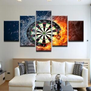 Dartboard Darts Hot And Cold - Gaming 5 Panel Canvas Art Wall Decor