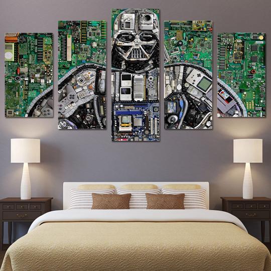 Darth Vader Motherboard - Cartoon 5 Panel Canvas Art Wall Decor Darth Vader Motherboard - Cartoon 5 Panel Canvas Art Wall Decor