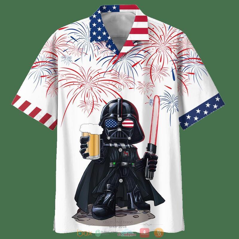 Darth Vader With Beer American Flag Hawaiian Shirt Darth Vader With Beer American Flag Hawaiian Shirt