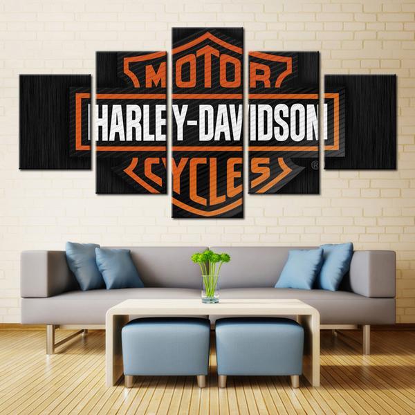 Davidson Motorcycle Bar And Shield Logo - Abstract And Automative 5 Panel Canvas Art Wall Decor Davidson Motorcycle Bar And Shield Logo - Abstract And Automative 5 Panel Canvas Art Wall Decor