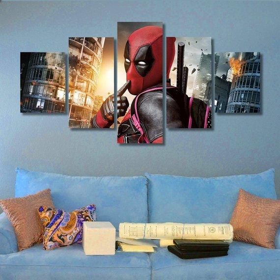 Deadpool 19 - Dc 5 Panel Canvas Art Wall Decor Deadpool 19 - Dc 5 Panel Canvas Art Wall Decor