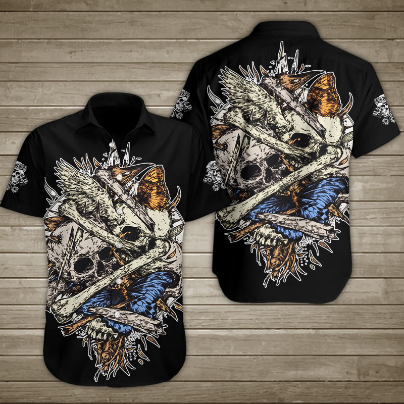 Death Butterfly Skull Hawaiian Shirt Summer Button Up Death Butterfly Skull Hawaiian Shirt Summer Button Up