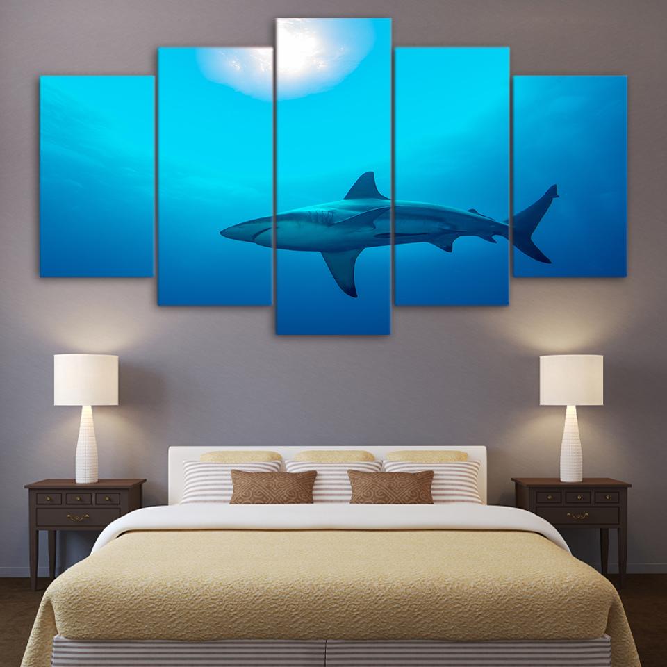 Deep Blue Ocean 1 - Animal 5 Panel Canvas Art Wall Decor Deep Blue Ocean 1 - Animal 5 Panel Canvas Art Wall Decor
