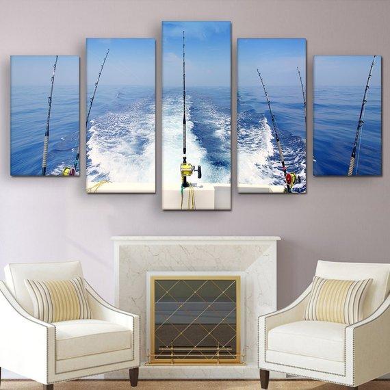 Deep Sea Fishing 01 - Fishing 5 Panel Canvas Art Wall Decor Deep Sea Fishing 01 - Fishing 5 Panel Canvas Art Wall Decor