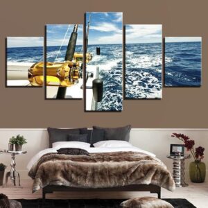 Deep Sea Fishing - Fishing 5 Panel Canvas Art Wall Decor