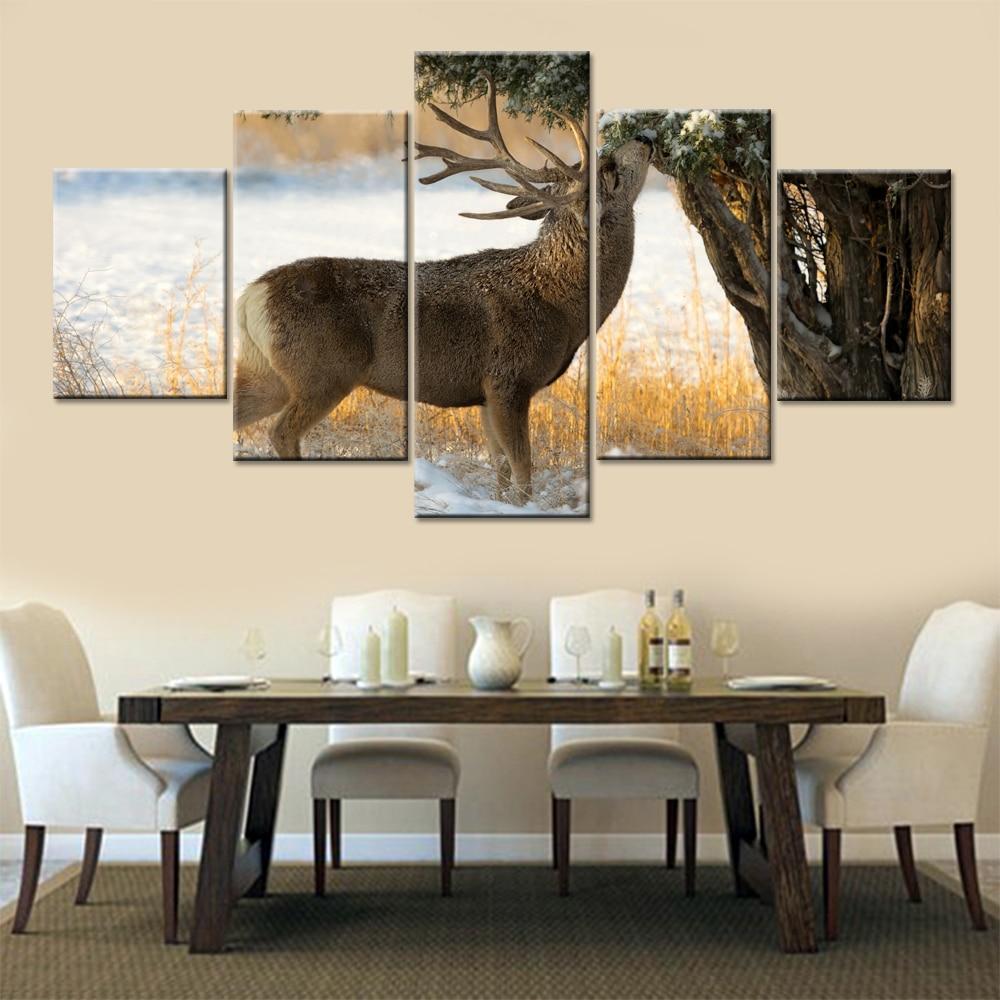 Deer 11 - Animal 5 Panel Canvas Art Wall Decor Deer 11 - Animal 5 Panel Canvas Art Wall Decor