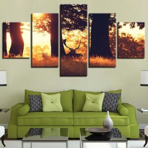 Deer 19 - Animal 5 Panel Canvas Art Wall Decor