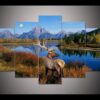 Deer By The Lake 2 - Animal 5 Panel Canvas Art Wall Decor