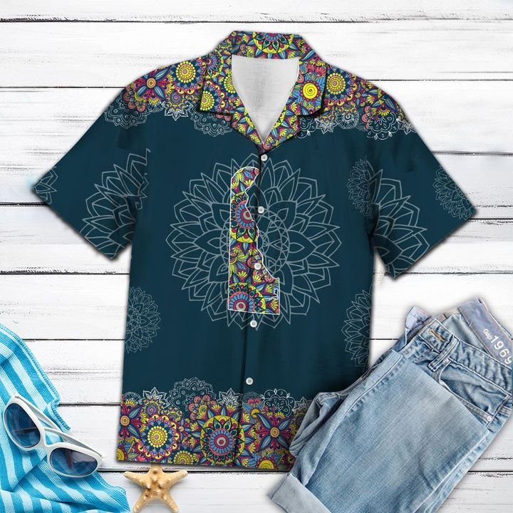 Delaware Mandala Hawaiian Shirt Summer Button Up Delaware Mandala Hawaiian Shirt Summer Button Up