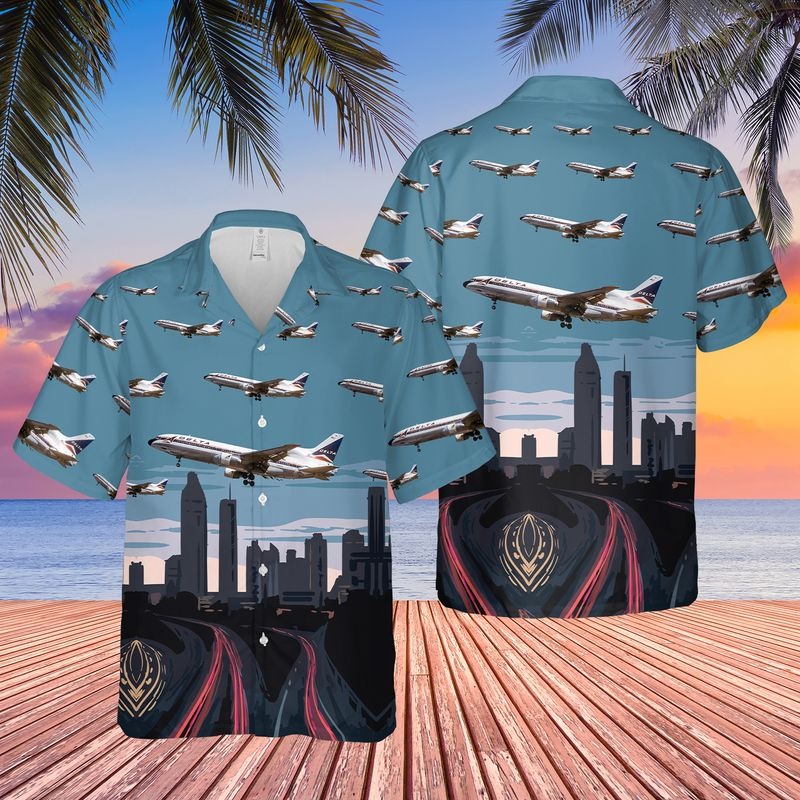 Delta Air Lines Lockheed L1011 500 Tristar Hawaiian Shirt Delta Air Lines Lockheed L1011 500 Tristar Hawaiian Shirt