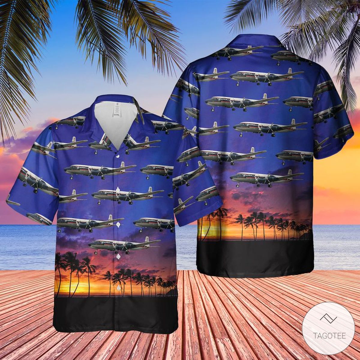 Delta Airlines Douglas Dc-7B Hawaiian Shirt Delta Airlines Douglas Dc-7B Hawaiian Shirt