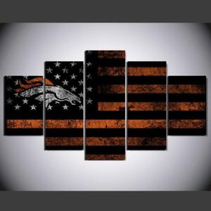 Denver Broncos American Flag - Abstract 5 Panel Canvas Art Wall Decor