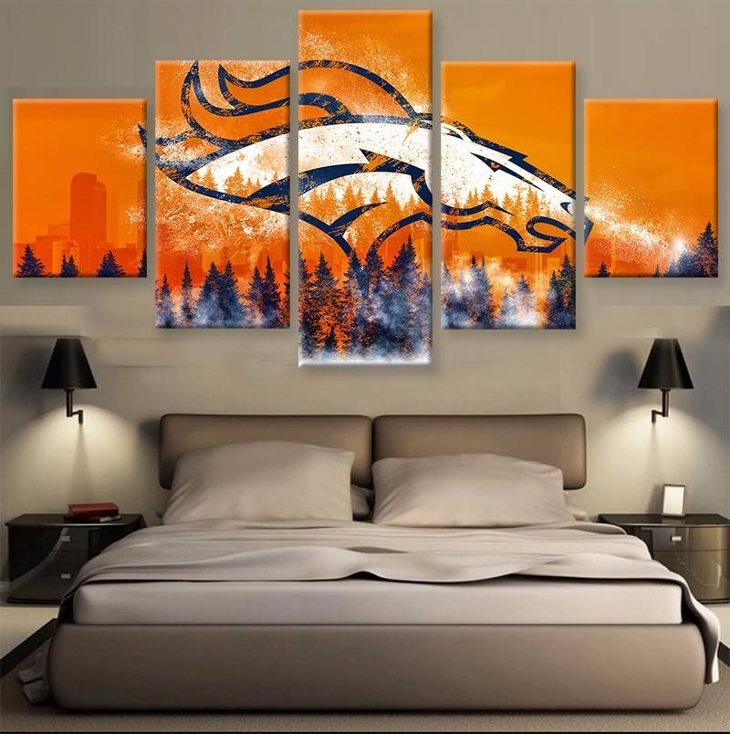 Denver Broncos American Football - Sport 5 Panel Canvas Art Wall Decor Denver Broncos American Football - Sport 5 Panel Canvas Art Wall Decor
