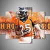 Denver Broncos - Chris Harris - Sport 5 Panel Canvas Art Wall Decor