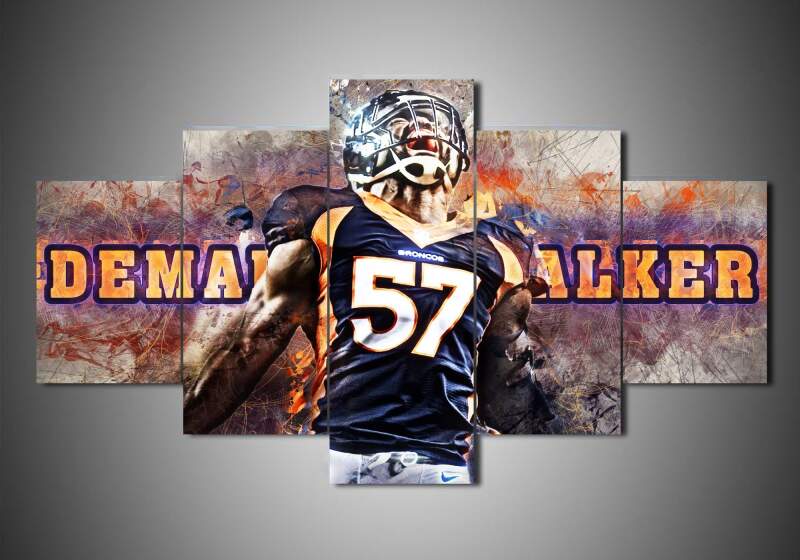 Denver Broncos - Demarcus Walker - Sport 5 Panel Canvas Art Wall Decor Denver Broncos - Demarcus Walker - Sport 5 Panel Canvas Art Wall Decor