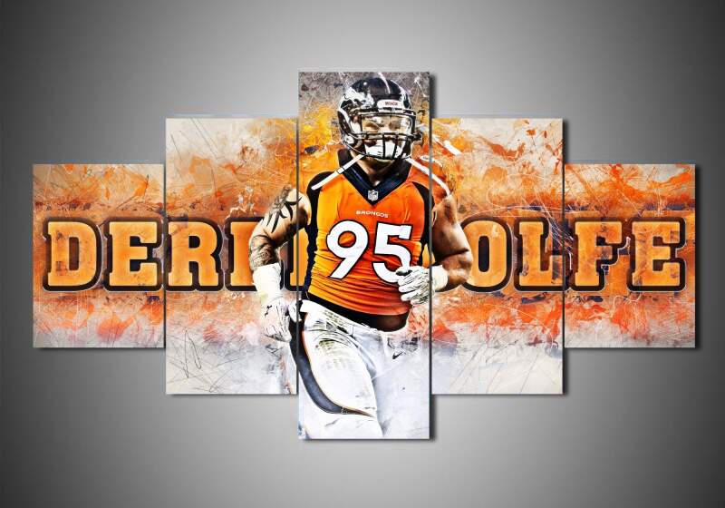 Denver Broncos - Derek Wolfe - Sport 5 Panel Canvas Art Wall Decor Denver Broncos - Derek Wolfe - Sport 5 Panel Canvas Art Wall Decor