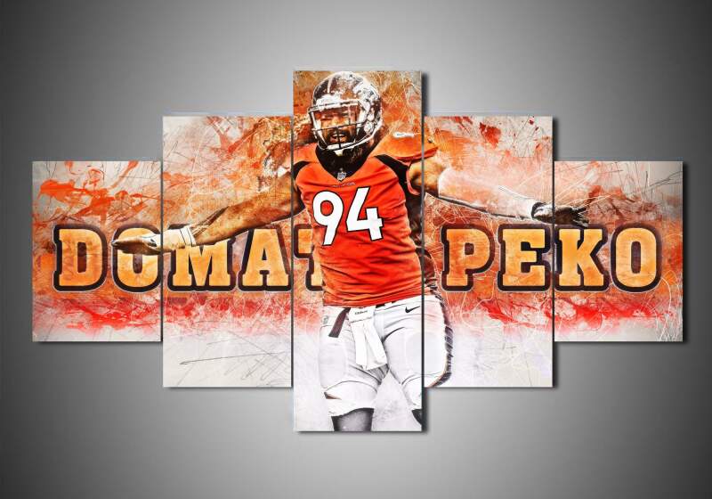 Denver Broncos - Domata Peko - Sport 5 Panel Canvas Art Wall Decor Denver Broncos - Domata Peko - Sport 5 Panel Canvas Art Wall Decor
