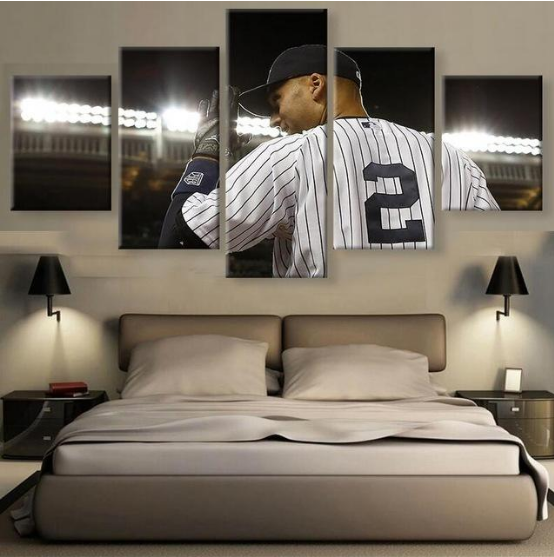 Derek Jeter Baseball - Sport 5 Panel Canvas Art Wall Decor Derek Jeter Baseball - Sport 5 Panel Canvas Art Wall Decor