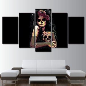Dias De La Muerte - Abstract 5 Panel Canvas Art Wall Decor