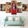 Different Types Of Guitar - Abstract 5 Panel Canvas Art Wall Decor