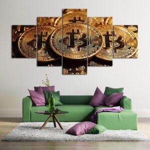 Digital Currency - Abstract 5 Panel Canvas Art Wall Decor