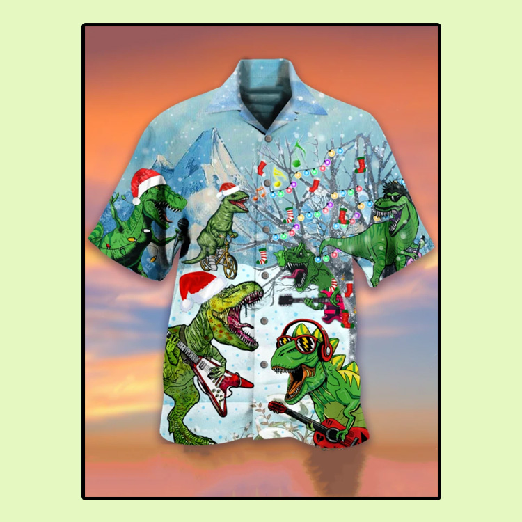 Dinosaur Merry Christmas Hawaiian Shirt Dinosaur Merry Christmas Hawaiian Shirt