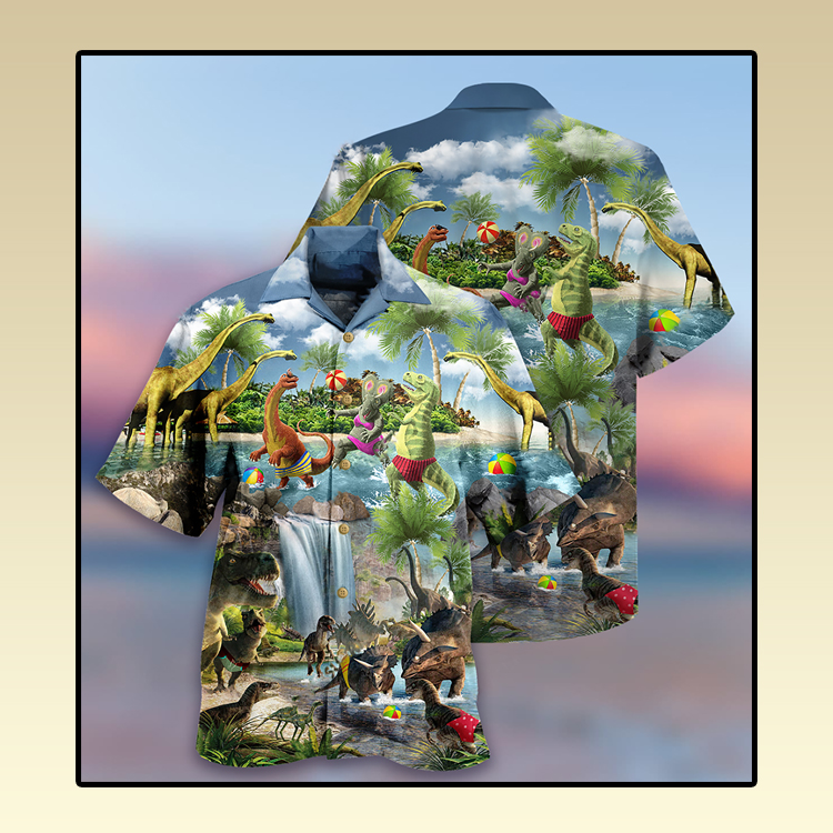 Dinosaurs Swimming Beach Hawaiian Shirt Dinosaurs Swimming Beach Hawaiian Shirt