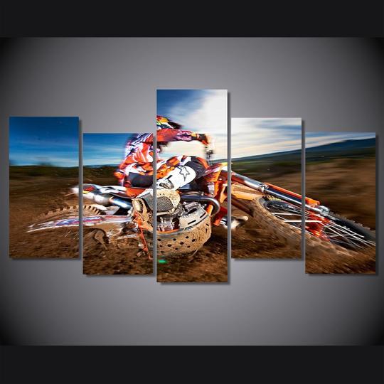 Dirt Bike Motocross 02 - Automative 5 Panel Canvas Art Wall Decor Dirt Bike Motocross 02 - Automative 5 Panel Canvas Art Wall Decor