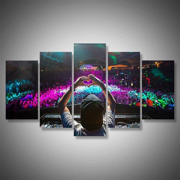 Dj In Front Of Crowd - Music 5 Panel Canvas Art Wall Decor Dj In Front Of Crowd - Music 5 Panel Canvas Art Wall Decor