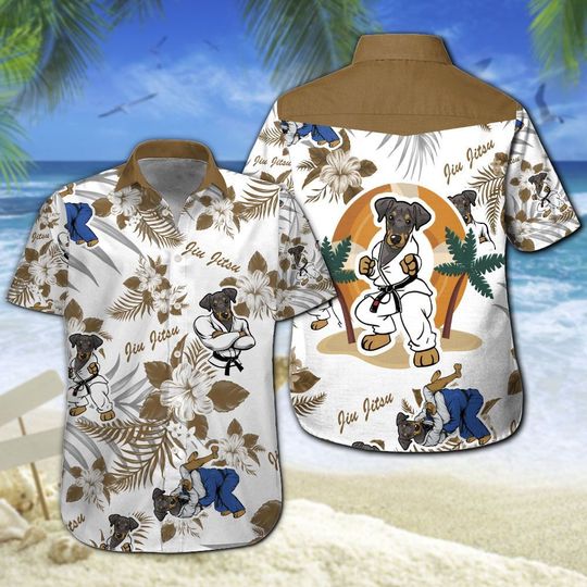 Doberman Jiu Jitsu Hawaiian Shirt Summer Button Up Doberman Jiu Jitsu Hawaiian Shirt Summer Button Up