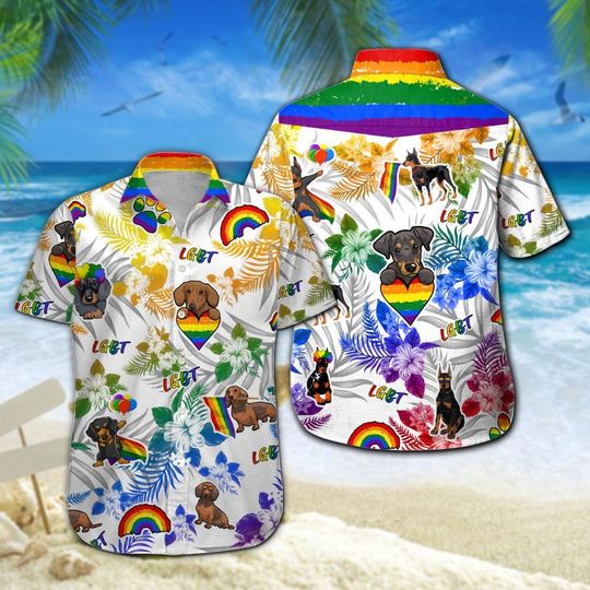 Doberman Lgbt Hawaiian Shirt Summer Button Up Doberman Lgbt Hawaiian Shirt Summer Button Up
