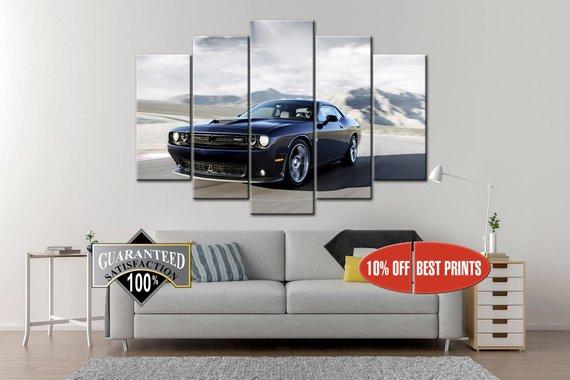 Dodge Challenger Sports Car - Automative 5 Panel Canvas Art Wall Decor Dodge Challenger Sports Car - Automative 5 Panel Canvas Art Wall Decor