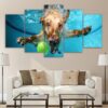 Dog Underwater - Animal 5 Panel Canvas Art Wall Decor