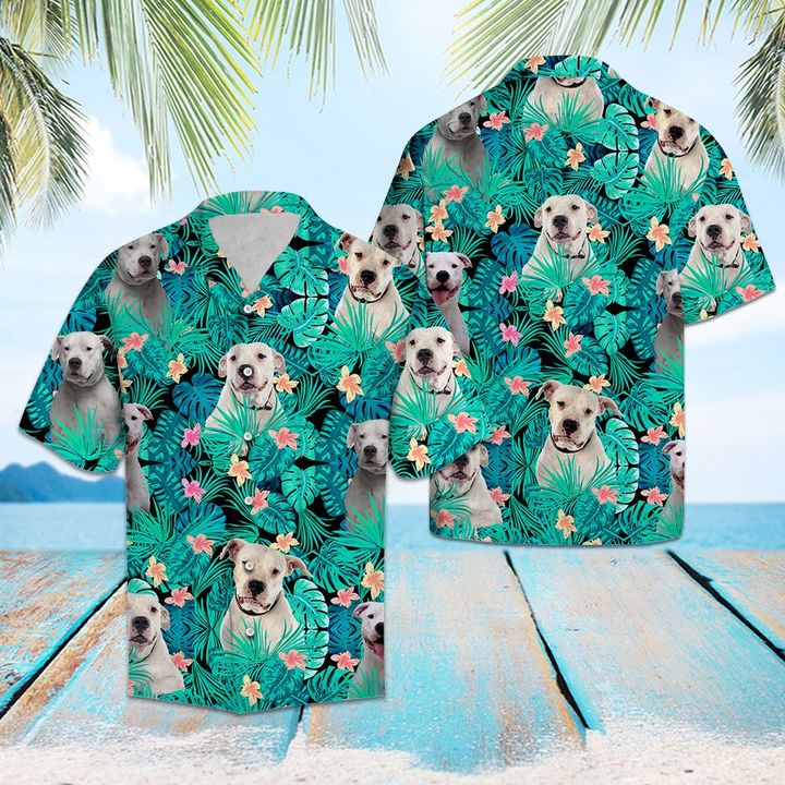 Dogo Argentino Tropical Hawaiian Shirt Summer Button Up Dogo Argentino Tropical Hawaiian Shirt Summer Button Up