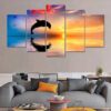 Dolphin 2 - Animal 5 Panel Canvas Art Wall Decor