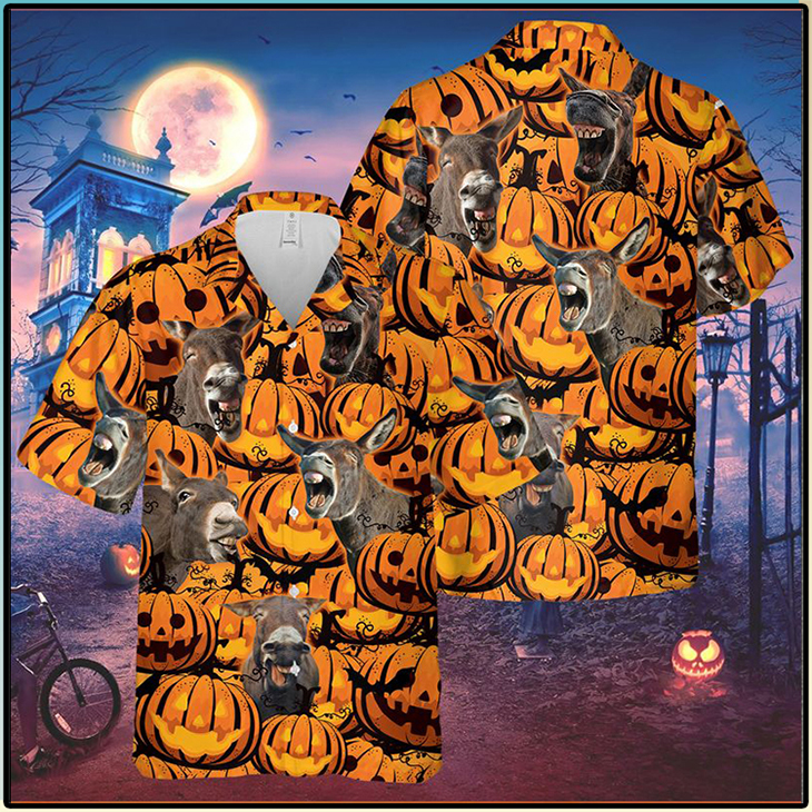 Donkey Pumpkin Halloween Hawaiian Shirt Donkey Pumpkin Halloween Hawaiian Shirt