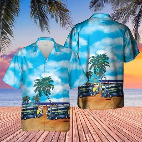 Double-Decker Bus Megabus Hawaiian Shirt Double-Decker Bus Megabus Hawaiian Shirt