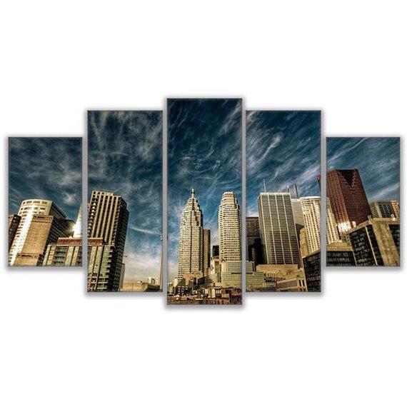 Downtown Toronto City View - Nature 5 Panel Canvas Art Wall Decor Downtown Toronto City View - Nature 5 Panel Canvas Art Wall Decor