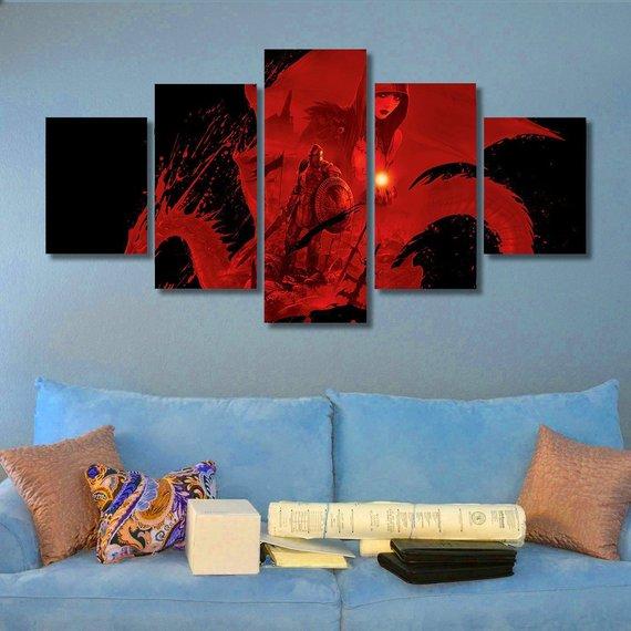 Dragon Age Origins - Gaming 5 Panel Canvas Art Wall Decor Dragon Age Origins - Gaming 5 Panel Canvas Art Wall Decor