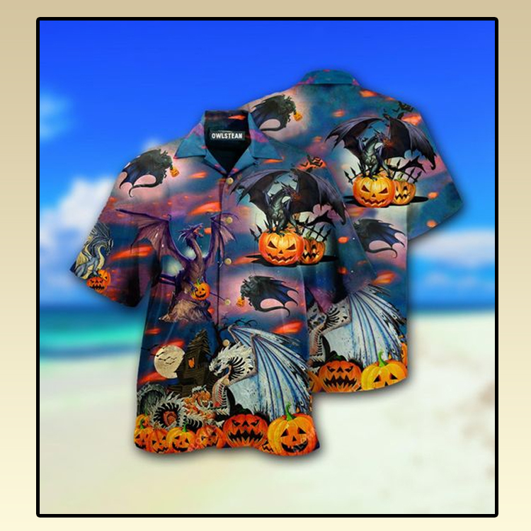 Dragon And Halloween Scaredy Hawaiian Shirt Dragon And Halloween Scaredy Hawaiian Shirt