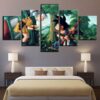 Dragon Ball Girl And Goku 01 - Anime 5 Panel Canvas Art Wall Decor