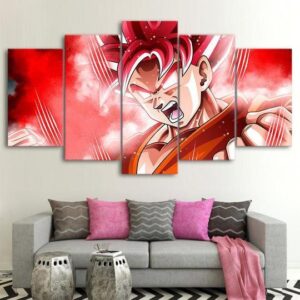 Dragon Ball Goku Super Saiyan - Anime 5 Panel Canvas Art Wall Decor
