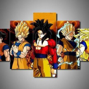 Dragon Ball Songuku Ssj - Anime 5 Panel Canvas Art Wall Decor