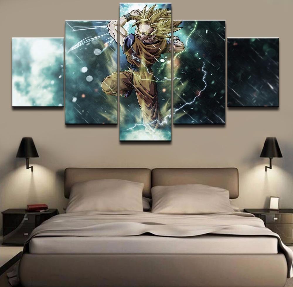 Dragon Ball Z Goku Fighting - Anime 5 Panel Canvas Art Wall Decor Dragon Ball Z Goku Fighting - Anime 5 Panel Canvas Art Wall Decor