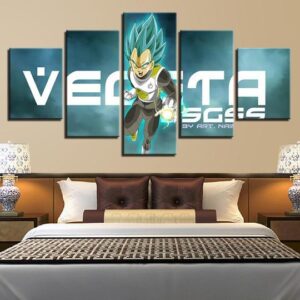 Dragon Ball Z Vegeta Ssgss - Anime 5 Panel Canvas Art Wall Decor