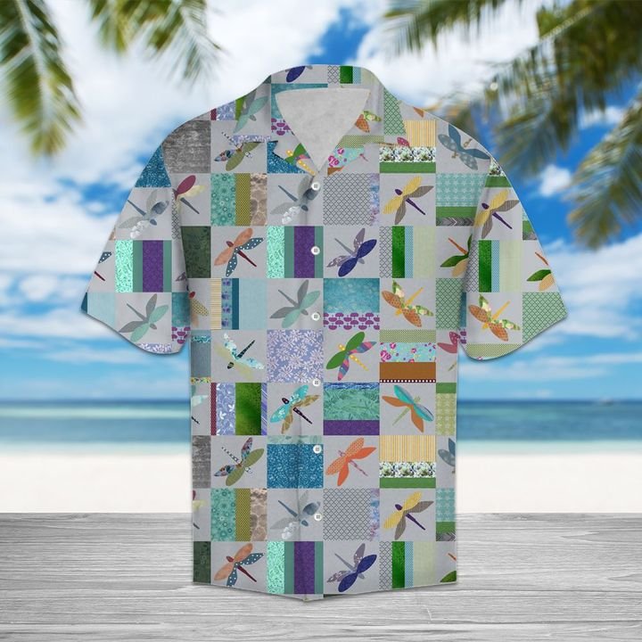 Dragonfly Color Pattern Hawaiian Shirt Summer Button Up Dragonfly Color Pattern Hawaiian Shirt Summer Button Up