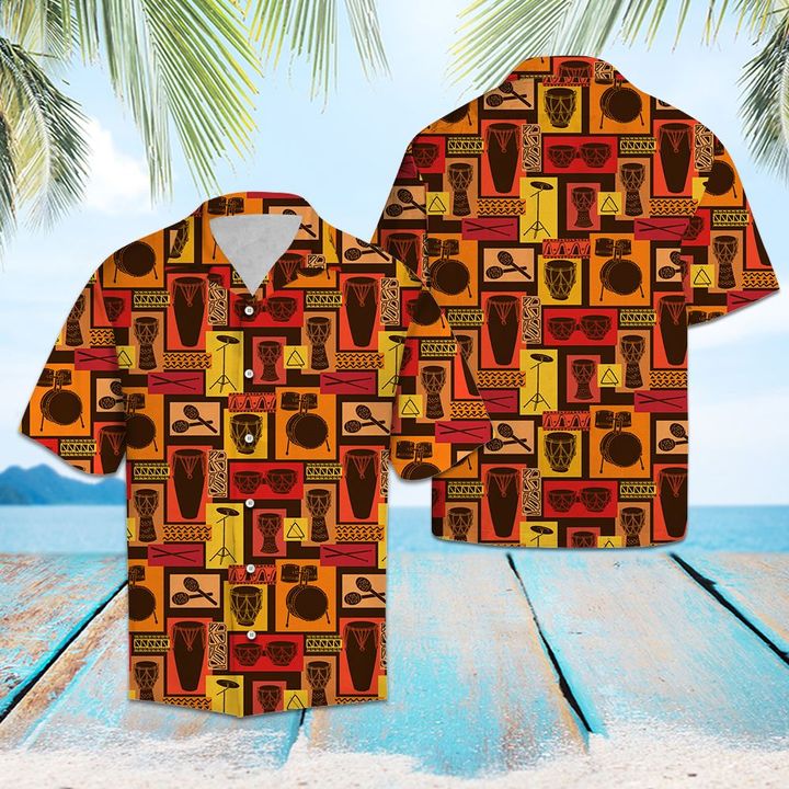 Drums Percussion Sets Hawaiian Shirt Summer Button Up Drums Percussion Sets Hawaiian Shirt Summer Button Up