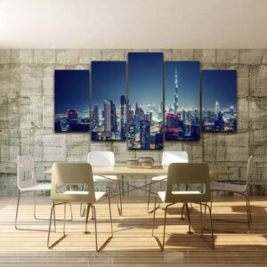 Dubai Skyline Uae 12 - Nature 5 Panel Canvas Art Wall Decor