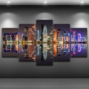 Dubai Uae Skyline 1 - Nature 5 Panel Canvas Art Wall Decor