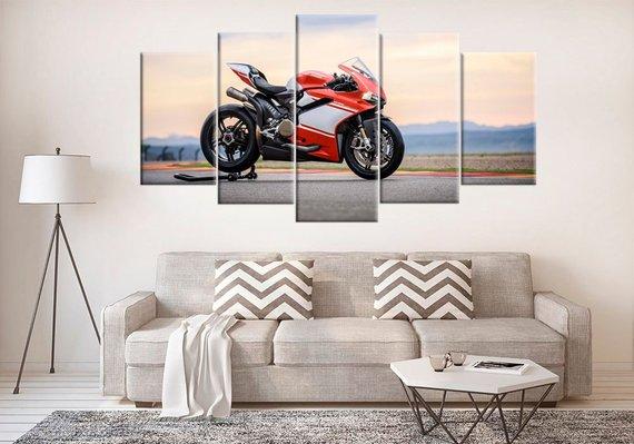 Ducati Large Superbike - Automative 5 Panel Canvas Art Wall Decor Ducati Large Superbike - Automative 5 Panel Canvas Art Wall Decor